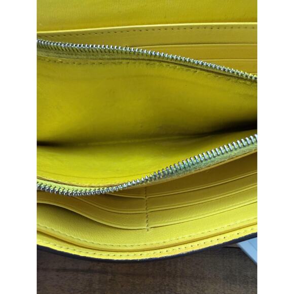 CELINE Paris Wallet Women's Gray Yellow Leather Continental Bicolor With COA - Picture 2 of 11